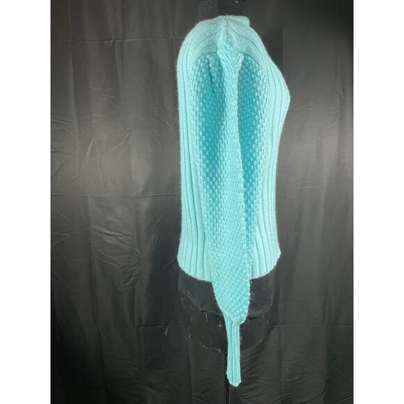 Vintage 80's Aqua Puffy Sleeve Sweater, Currants by Jeri-Jo Medium - Picture 2 of 7